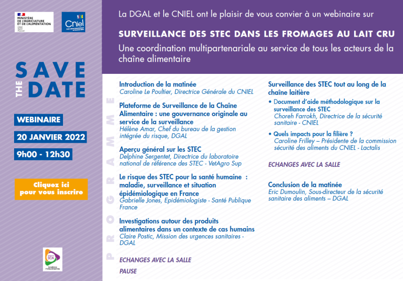 Programme Webinaire - surveillance des STEC dans les fromages au lait cru